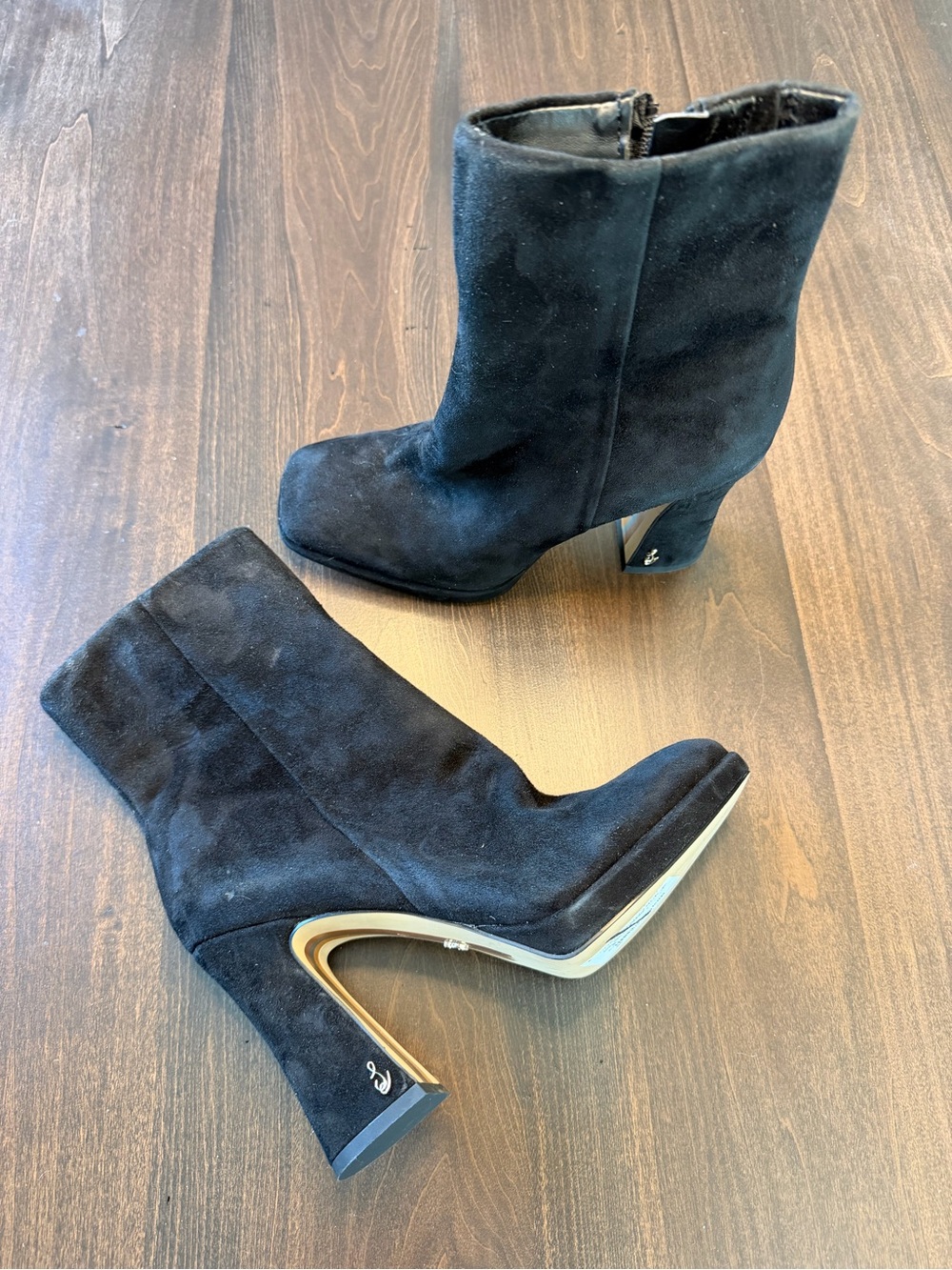 Sam Edelman Black Suede Ankle Booties with Sculpted Heel